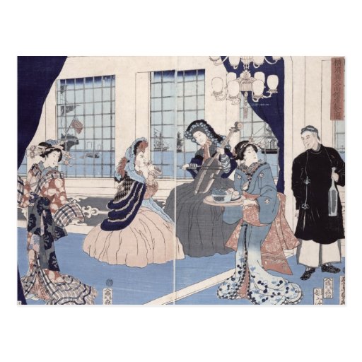 Salon of a house of foreign merchants at post card