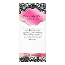 Salon Rack Card Damask Pink Gold Floral Spa