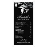 Salon Rack Card Spa Leaf Floral Black Silver rack cards