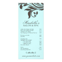 Salon Rack Card Spa Leaf Floral Blue Brown