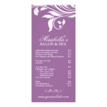 Salon Rack Card Spa Leaf Floral Purple White rack cards