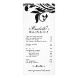 Salon Rack Card Spa Leaf Floral White Black rack cards