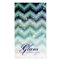Salon Spa Business Card Chevron blue green Shiny