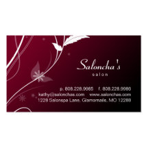 Salon Spa Business Card leaf red black
