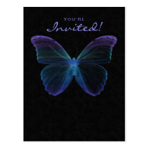 Salon Spa Butterfly Postcard Invitation Blue