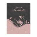 Salon Spa Floral Postcard Invitation Pink Grey