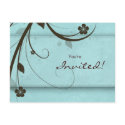 Salon Spa Floral Postcard Invitation watery blue