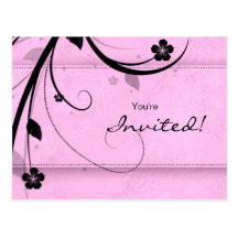 Salon Spa Floral Postcard Invitation watery pink