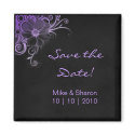 Salon Spa Flower Magnet Black Suede Purple