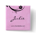 Salon Spa Name Tag Button Brooch watery pink