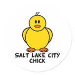 Salt Lake City Utah Chick Round Sticker