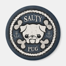 Salty Pug Fridge Magnets