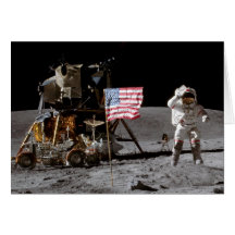 Saluting The U.S. Flag On The Moon Cards