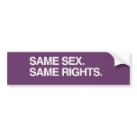 SAME SEX. SAME RIGHTS bumper stickers