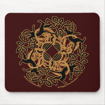 Samhain Celtic Cats Knotwork Mousepads - Brown