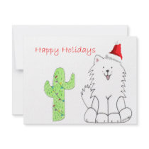 Samoyed Cactus Christmas Personalized Invitation