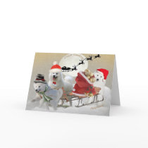 Samoyed Friends Sledding Cards