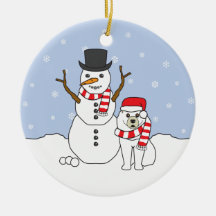 Samoyed & Snowman Ornament