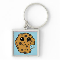 Sample chocolate chip square keychain light blue