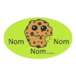 Sample oval Nom Nom Nom... cookie sticker.