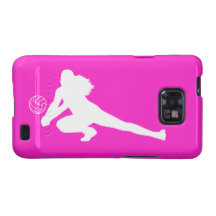 Samsung Galaxy S Case Dig Silhouette White on Pink