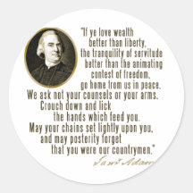 Samuel Adams Quote Round Stickers