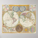 Samuel Dunn Wall Map of the World in Hemispheres posters
