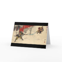 Samurai combat in the snow circa 1890 greeting card