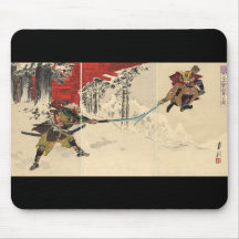 Samurai combat in the snow circa 1890 mousepad