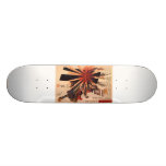 Samurai defending against exploding shell skate deck