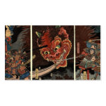 Samurai fighting evil spirit circa 1860. Japan. business cards