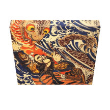 Samurai fighting large reptile, circa 1800's canvas prints