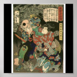 Samurai fighting Tengu, Circa 1866 Print