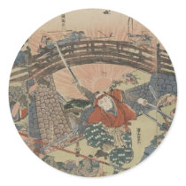 Samurai Fighting with Two Swords circa 1810 Japan Stickers