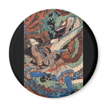 Samurai Japanese Painting c. 1800's Fridge Magnets