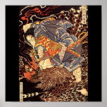 Samurai killing Tengu/bird Painting, c. 1800's posters