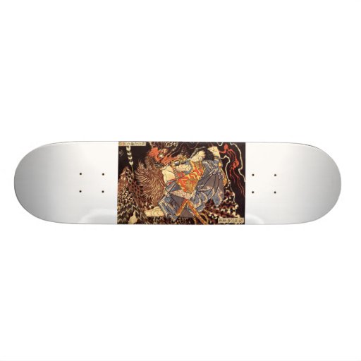 Samurai killing Tengu/bird Painting, c. 1800's Skateboard