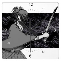 SAMURAI manga japan Square Wall Clocks