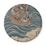 Samurai on Horseback in Water circa 1830 Japan Magnet