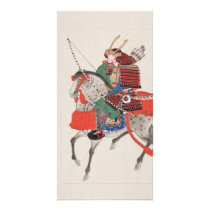 Samurai on Horseback Wearing Armour & Horned Helme