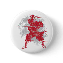 Samurai Pose Pinback Button