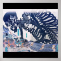 Samurai, Skeleton Painting circa 1800's posters