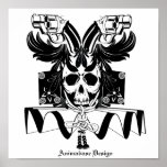 samurai skull design poster posters