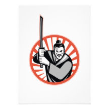 Samurai Warrior Sword Retro Personalized Invite