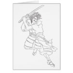 samurai warrior with katana sword fighting greeting card