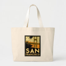 San Francisco Art Deco Travel Poster Canvas Bags