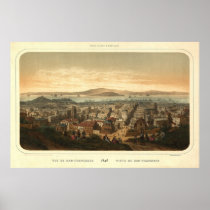 San Francisco Birdseye Panoramic Map 1846 Print