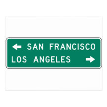 San Francisco Los Angeles Highway Sign Postcard