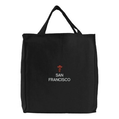 SAN FRANCISCO, SF BLACK TOTE CANVAS BAGS