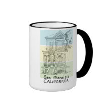 San Francisco victorian drawing Coffee Mugs